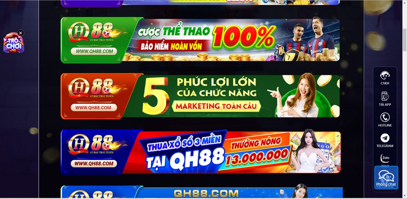 Các chương trình khuyến mãi bùng nổ có tại trang game QH88